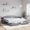 VidaXL Pat de zi cu extensie și sertare, gri deschis, 80x200 cm textil