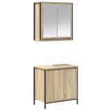 Cumpara ieftin Set mobilier de baie, 2 piese, stejar sonoma, lemn prelucrat