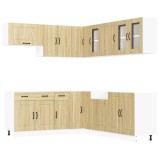 Cumpara ieftin Set dulap de bucatarie din 11 piese &bdquo;Kalmar&rdquo; lemn stejar Sonoma