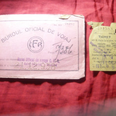 Carnet Cupoane CFR 1938 - Biuroul Oficial de Voiaj CFR cl.III ,timbru sec CFR