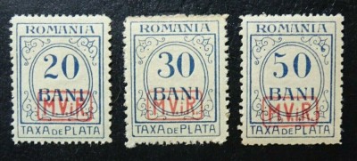 Romania LP 4 c,d,e MNH/** , MVIR - Ocupatia germana in Romania , Porto foto