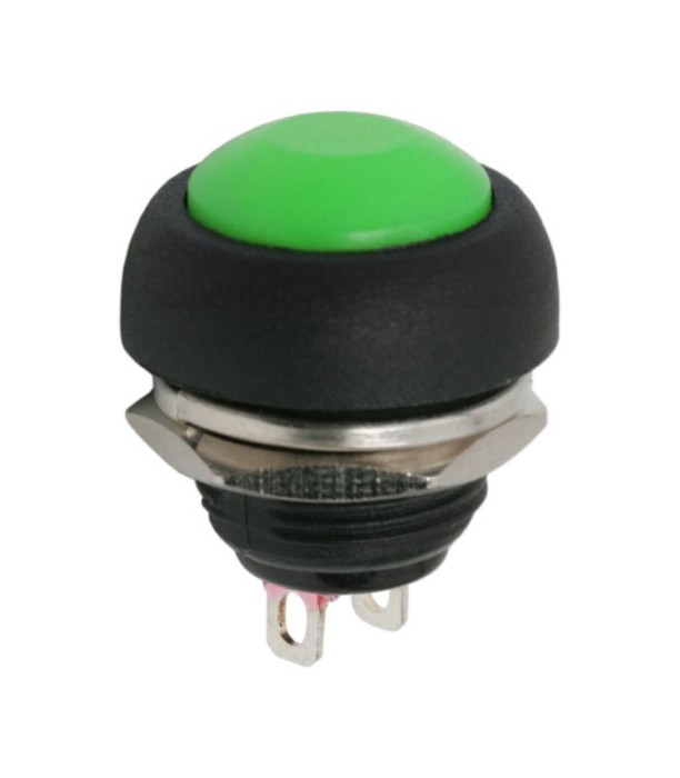 Buton 1 circuit 1A 250V OFF-(ON) verde fara retinere