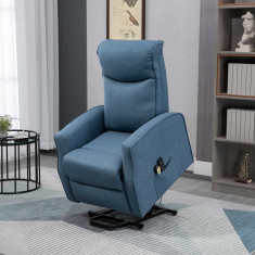 HOMCOM Fotoliu recliner cu 8 puncte de masaj, rabatabil la 135&amp;deg; cu suport pentru picioare și 2 telecomenzi, 74,5x87,5x110cm, albastru foto