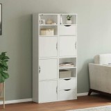 vidaXL Dulapuri Laterale ODDA, 4 Bucăți, Lemn Masiv Pin, Alb, 40x24x79cm - Mobilă Living Modulară