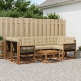 Cumpara ieftin Set de canapele de exterior 7 buc. 6-Locuri Natural si Bej