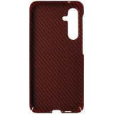 Husa tip capac spate policarbonat aspect Carbon rosu cu maro pentru Samsung Galaxy A55 5G
