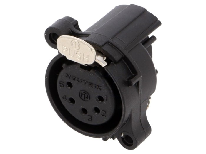 Conector XLR mamă 5 pini 90&deg;