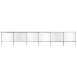 Cumpara ieftin Gard de grădină cu v&acirc;rf circular din oțel, 1070x150 cm, negru