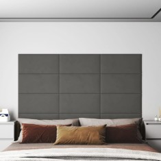 Gossi panouri de perete 12 buc. gri deschis 60x30 cm catifea 2,16 m2