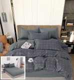 Cumpara ieftin Lenjerie Pat Bumbac Gri cu Elastic, 6 Piese (200x230, 180x200), 2 Fete Perna 55x75 + 2 Fete Perna 70x70