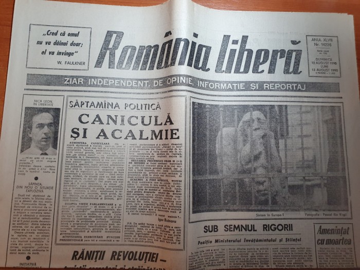 ziarul romania libera 12-13 august 1990-art. &quot; ranitii revolutiei &quot;