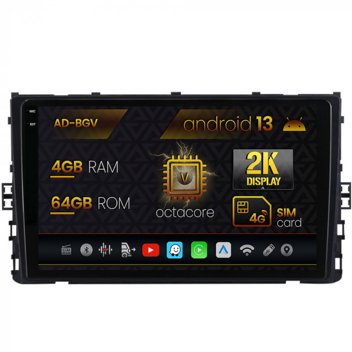 Navigatie Volkswagen Polo (2018+), Android 13, V-Octacore 4GB RAM + 64GB ROM, 9.5 Inch - AD-BGV9004+AD-BGRKIT041