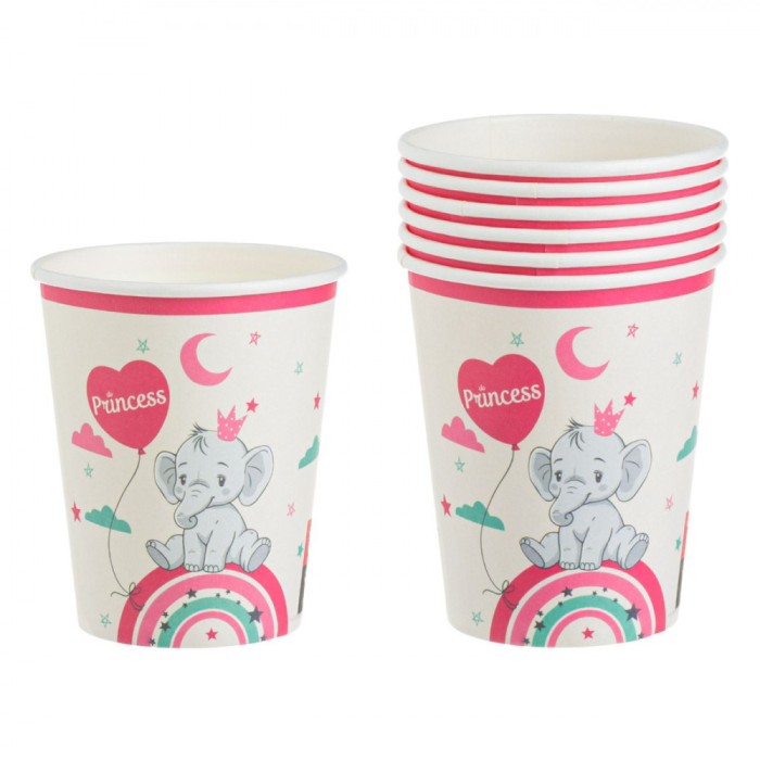 Set Pahare Petrecere, Model Elefant, Capacitate 240ml, Multicolor, 6 Bucăți