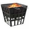 Gratar de gradina/Vatra de foc 2 in 1 vidaXL, 34x34x48cm, otel, negru