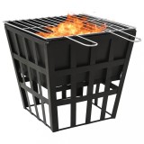 vidaXL Vatră de foc 2-in-1 cu grătar, 34x34x48 cm, oțel