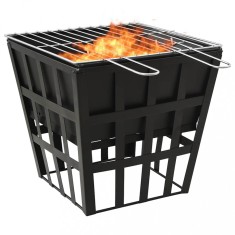 vidaXL Vatră de foc 2-in-1 cu grătar, 34x34x48 cm, oțel 315089