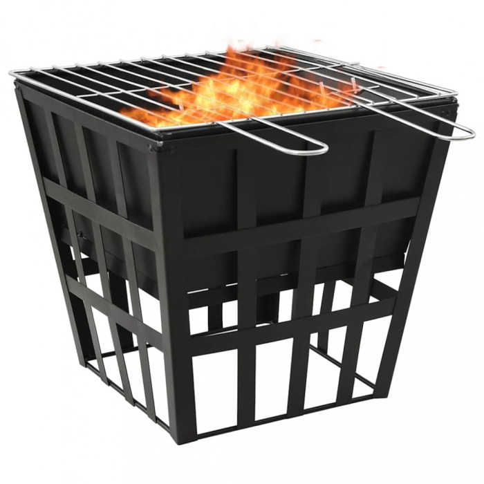vidaXL Vatră de foc 2-in-1 cu grătar, 34x34x48 cm, oțel