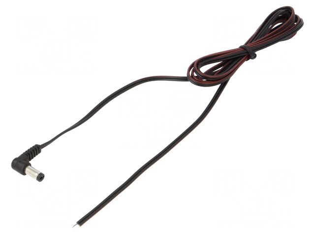 Cablu de Alimentare DC 5,5/2,1mm Unghi Negru 1,5m