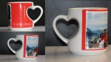 Cana Personalizata cu Foto si Maner Inima, Ceramica, Diverse Culori Interior, Cadou Aniversare, Ziua Indragostitilor