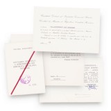 Uniunea Scriitorilor din Rom&acirc;nia, carnet de vot + două invitații trimise lui Geo Dumitrescu, 1968