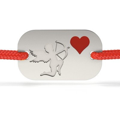 Bratara din argint cu snur model The heart of Cupid foto
