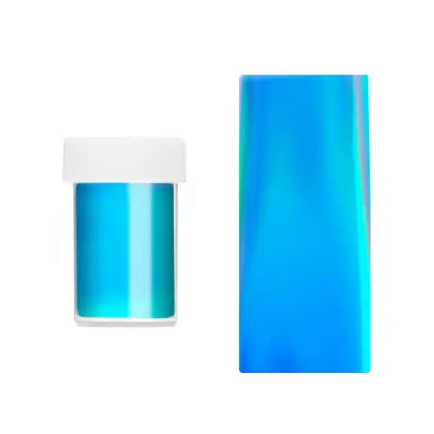 Folie decorativă pentru unghii - albastră cu efect holografic foto