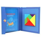 Tangram Magnetic Lemn, Joc Logic, Montessori, Educativ, Multicolor, Abilitati Dezvoltate, 3+ ani