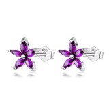 Cumpara ieftin Cercei Femei Argint 925, Floare cu Piatra Mov, Design Elegant ARG309CM, Argintboutique