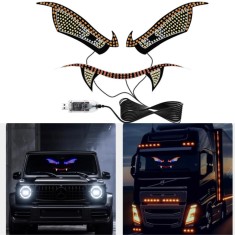 Set 2x Panouri LED Vampire Eye Auto USB, Rosu Albastru Galben, 30x12 cm , Ochi Vampir, Kit Tuning IP65 BZRSH