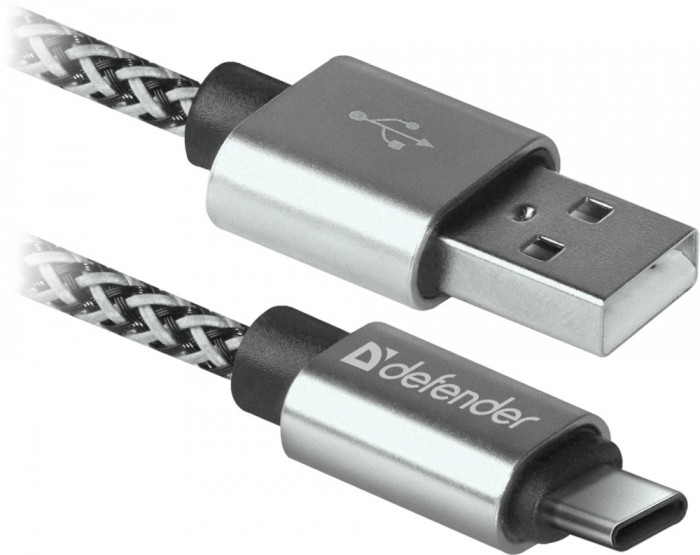 Cablu Date Type C Defender USB09-03T PRO USB2.0 2.1A 1m Alb