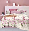 Lenjerie pat single,bumbac finet,4 piese,cearceaf normal,alba cu flori colorate si ursuleti-A837, Jojo Home