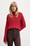 HUGO pulover din amestec de l&acirc;nă culoarea rosu, călduros, cu turtleneck, 50550210