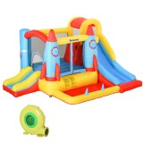 Outsunny Castel Gonflabil cu 2 Tobogane Trambulina și Piscina pentru Copii +3 Ani cu Inflator și Geantă de Transport pentru Interior Exterior 330x265x