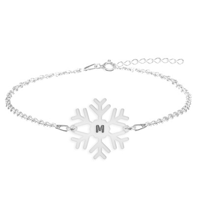 Little Snowflake - Bratara personalizata fulg si litera din argint 925 foto