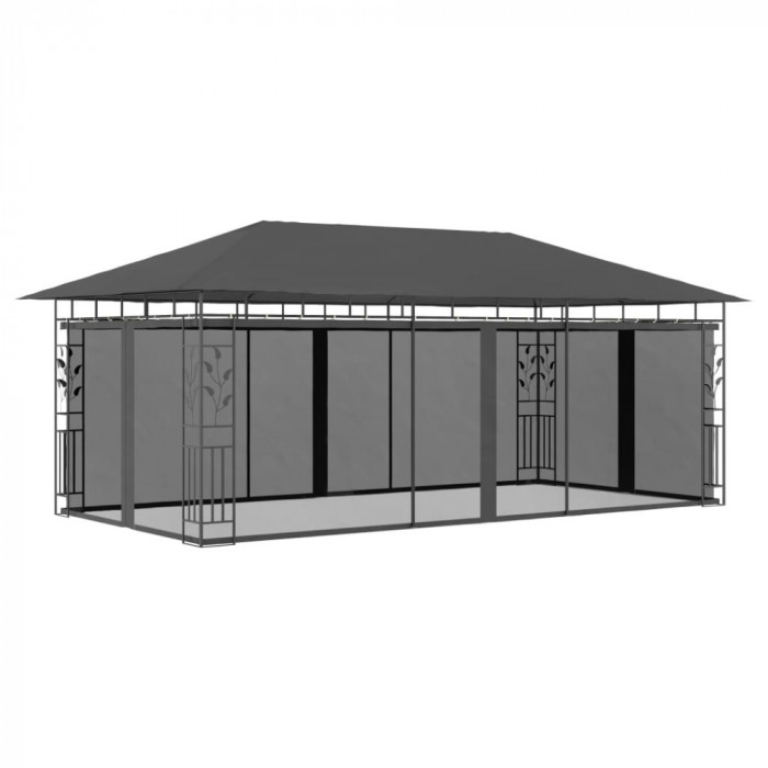 Pavilion cu plasă anti-ț&acirc;nțari, antracit, 6 x 3 x 2,73 m