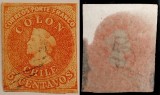 Chile,1861, Scott 9b (orange red), filigran &quot;b&quot;