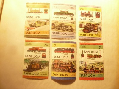Set Saint Lucia 1985 Trenuri 6x2=12valori , val.2$ defect guma foto