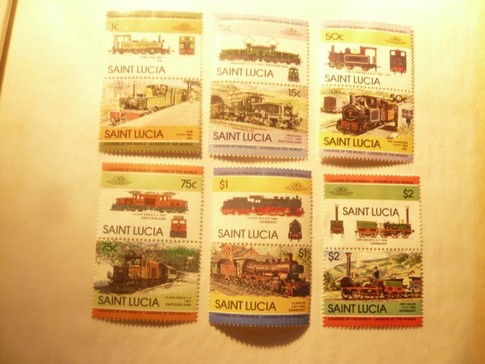 Set Saint Lucia 1985 Trenuri 6x2=12valori , val.2$ defect guma