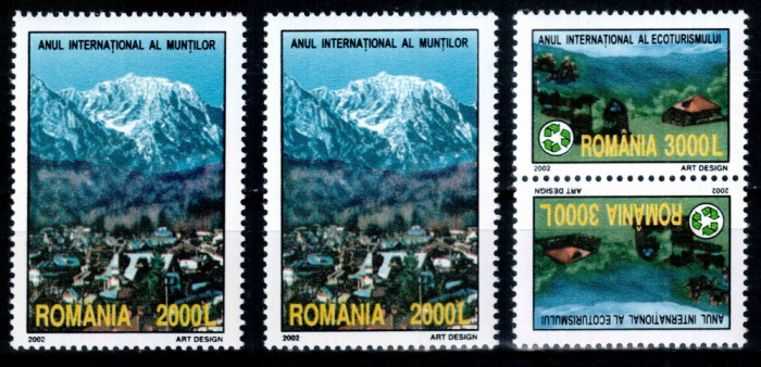 Romania 2002, LP 1587, Anul Muntilor si Ecoturismului, serii cu tete-beche, MNH!