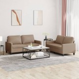 VidaXL Set de canapele cu perne, 2 piese, cappuccino, piele ecologică