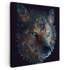 Tablou cap lup cu ornament forme geometrice, gri, galben 1639 Tablou canvas pe panza CU RAMA 60x60 cm
