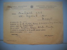 HOPCT DOCUMENT VECHI 303- MINISTERUL INDUSTRIEI COMERT EXTERIOR /BUCURESTI 1936
