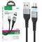 Cablu de incarcare si transfer date, Magnetic USB MicroUSB, 2.4A, lungime 1.2m, HOCO (U96) Negru