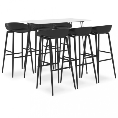 vidaXL Set mobilier de bar, 7 piese, alb și negru foto