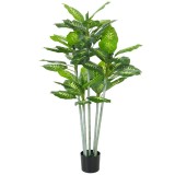 HOMCOM Plantă artificială Calathea &icirc;nălțime 150 cm ghiveci din ciment 53 frunze - interior | Aosom Romania