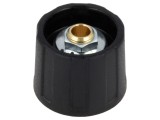 Buton rotativ negru din ABS pentru potențiometre, &Oslash;20x15,5mm