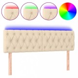 Cumpara ieftin Tablie de pat cu LED, crem, 160x7x78/88 cm, textil
