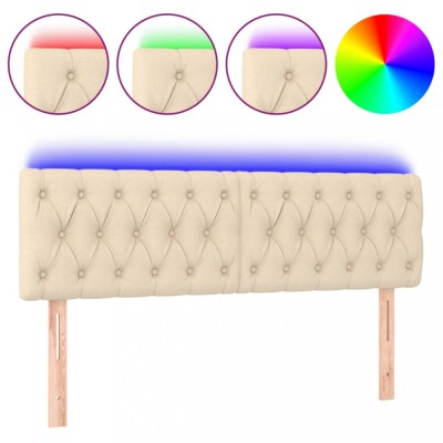 Tablie de pat cu LED, crem, 160x7x78/88 cm, textil foto
