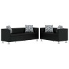 VidaXL Set canapele 3 locuri și 2 locuri, negru, piele artificială