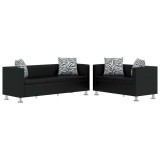 VidaXL Set canapele 3 locuri și 2 locuri, negru, piele artificială